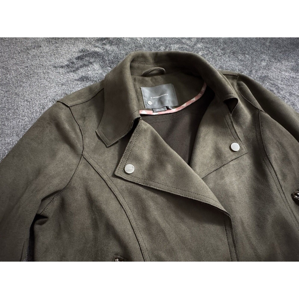 By Anthropologie Size‎ XS Green Olive Sueded Moto Jacket